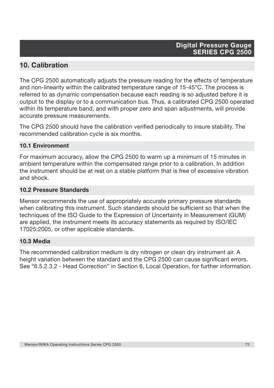 Calibration | WIKA CPG2500 User Manual | Page 73 / 88