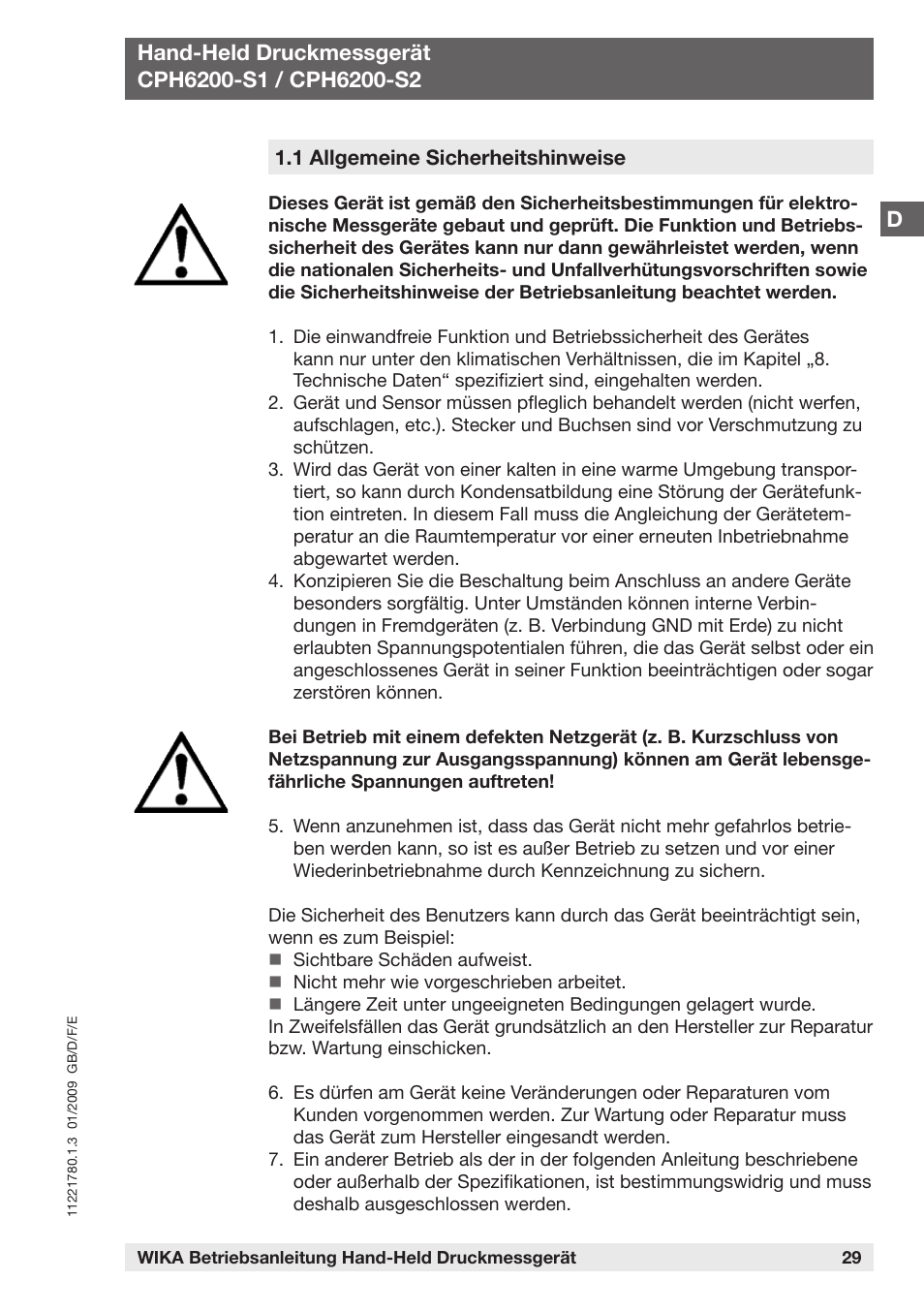 WIKA CPH6200 User Manual | Page 29 / 100