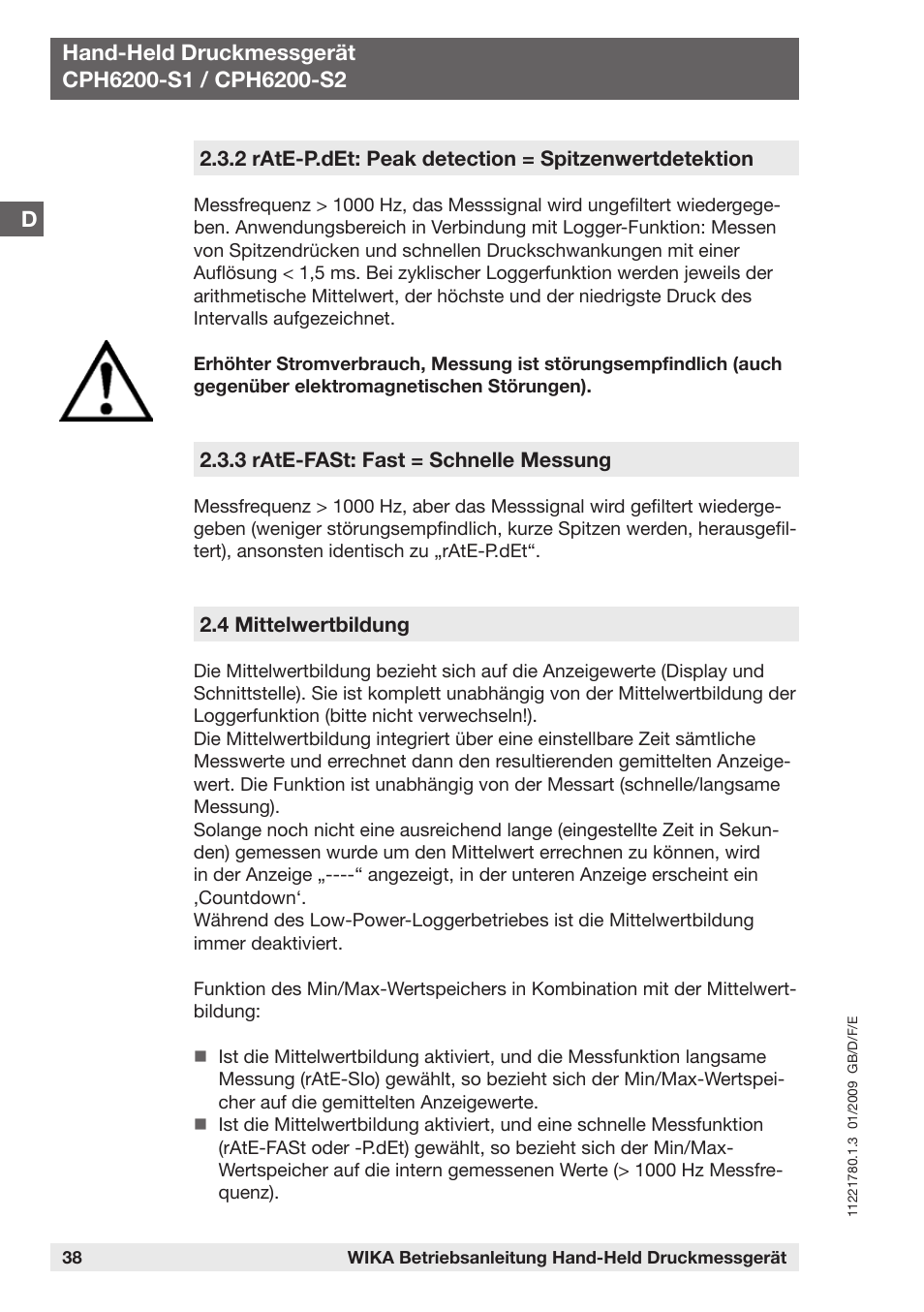 WIKA CPH6200 User Manual | Page 38 / 100