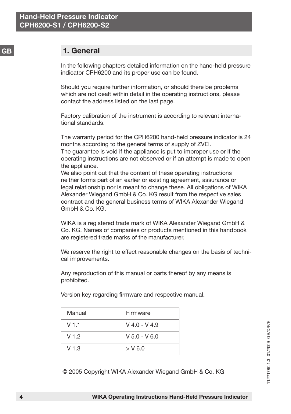 General | WIKA CPH6200 User Manual | Page 4 / 100