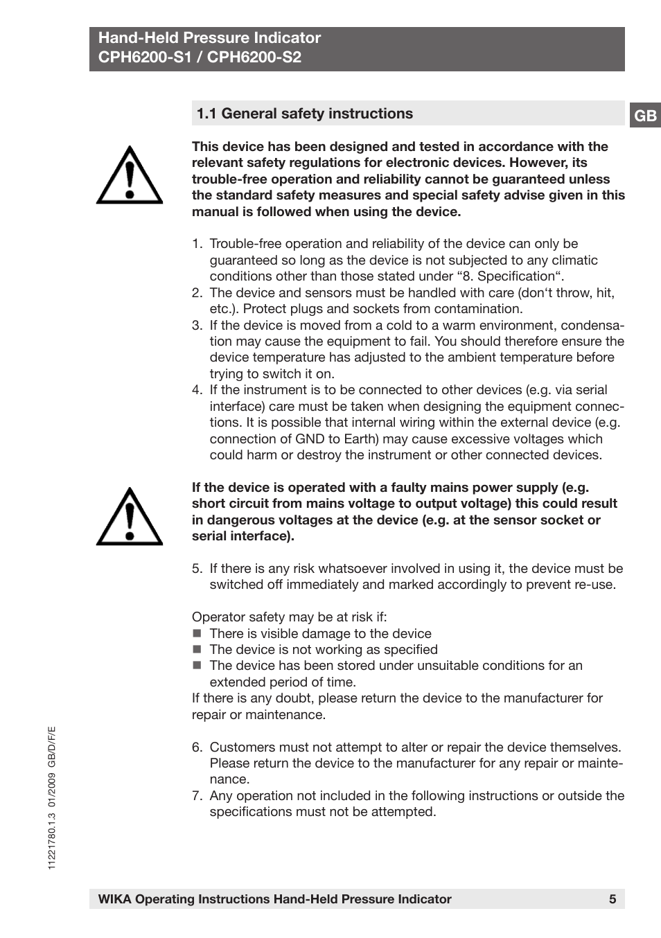 WIKA CPH6200 User Manual | Page 5 / 100