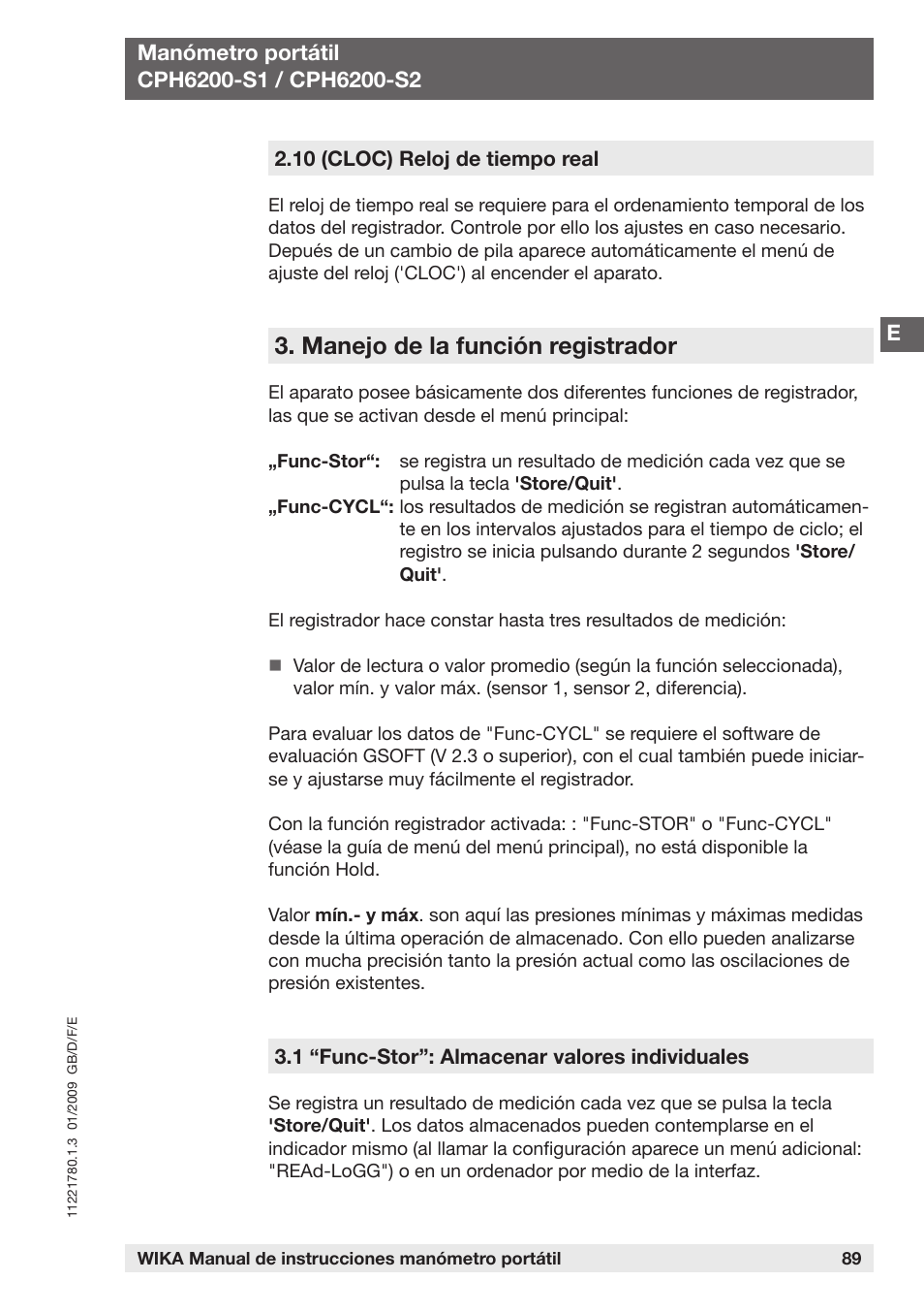Manejo de la función registrador | WIKA CPH6200 User Manual | Page 89 / 100