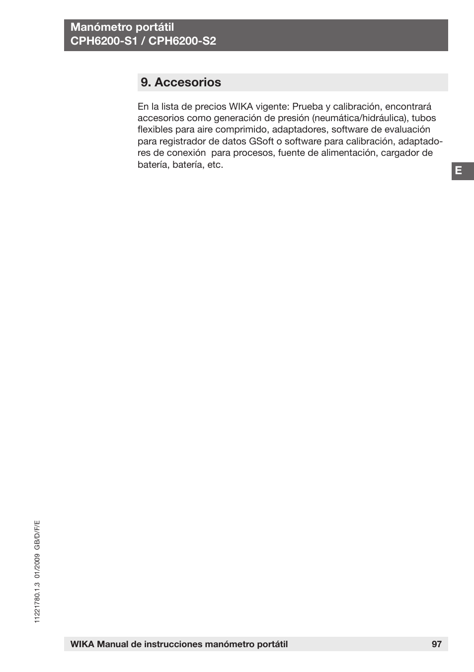 Accesorios | WIKA CPH6200 User Manual | Page 97 / 100
