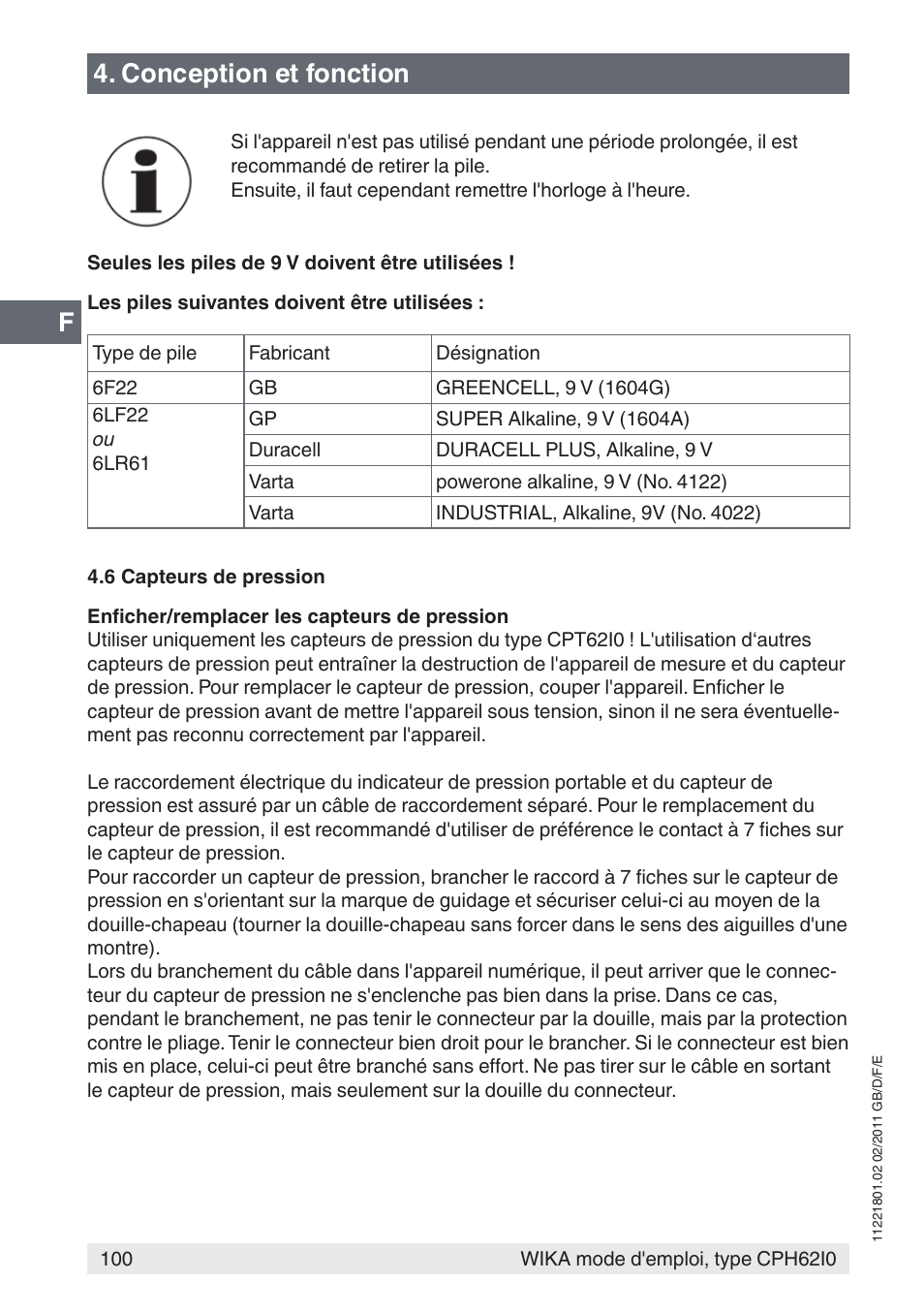 Conception et fonction | WIKA CPH62I0 User Manual | Page 100 / 160