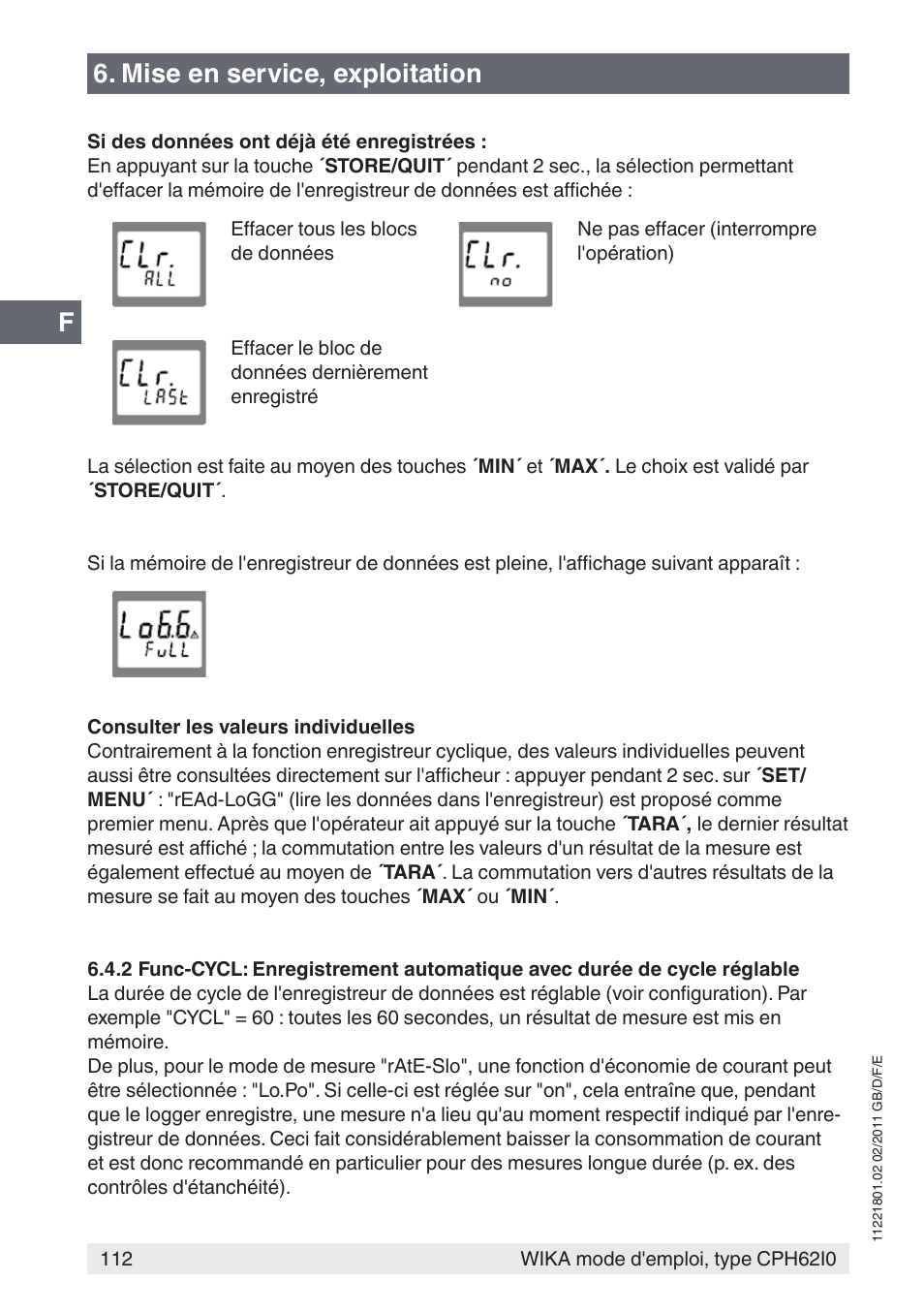 Mise en service, exploitation | WIKA CPH62I0 User Manual | Page 112 / 160