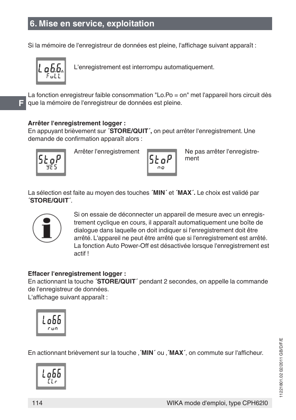 Mise en service, exploitation | WIKA CPH62I0 User Manual | Page 114 / 160