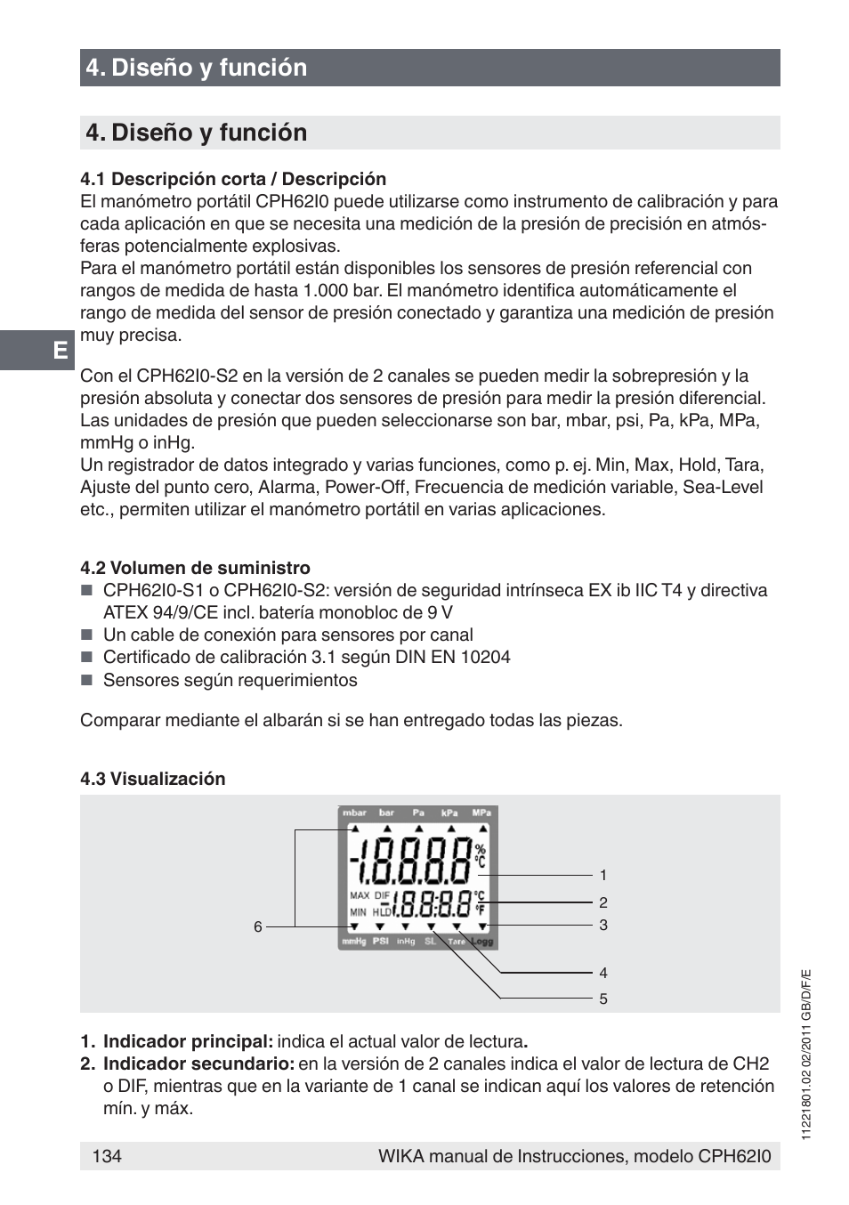 Diseño y función | WIKA CPH62I0 User Manual | Page 134 / 160