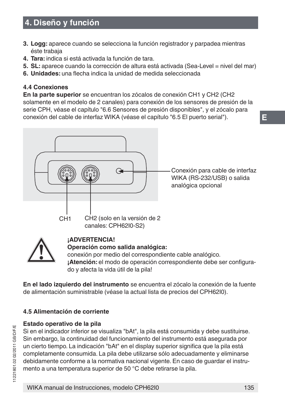 Diseño y función | WIKA CPH62I0 User Manual | Page 135 / 160
