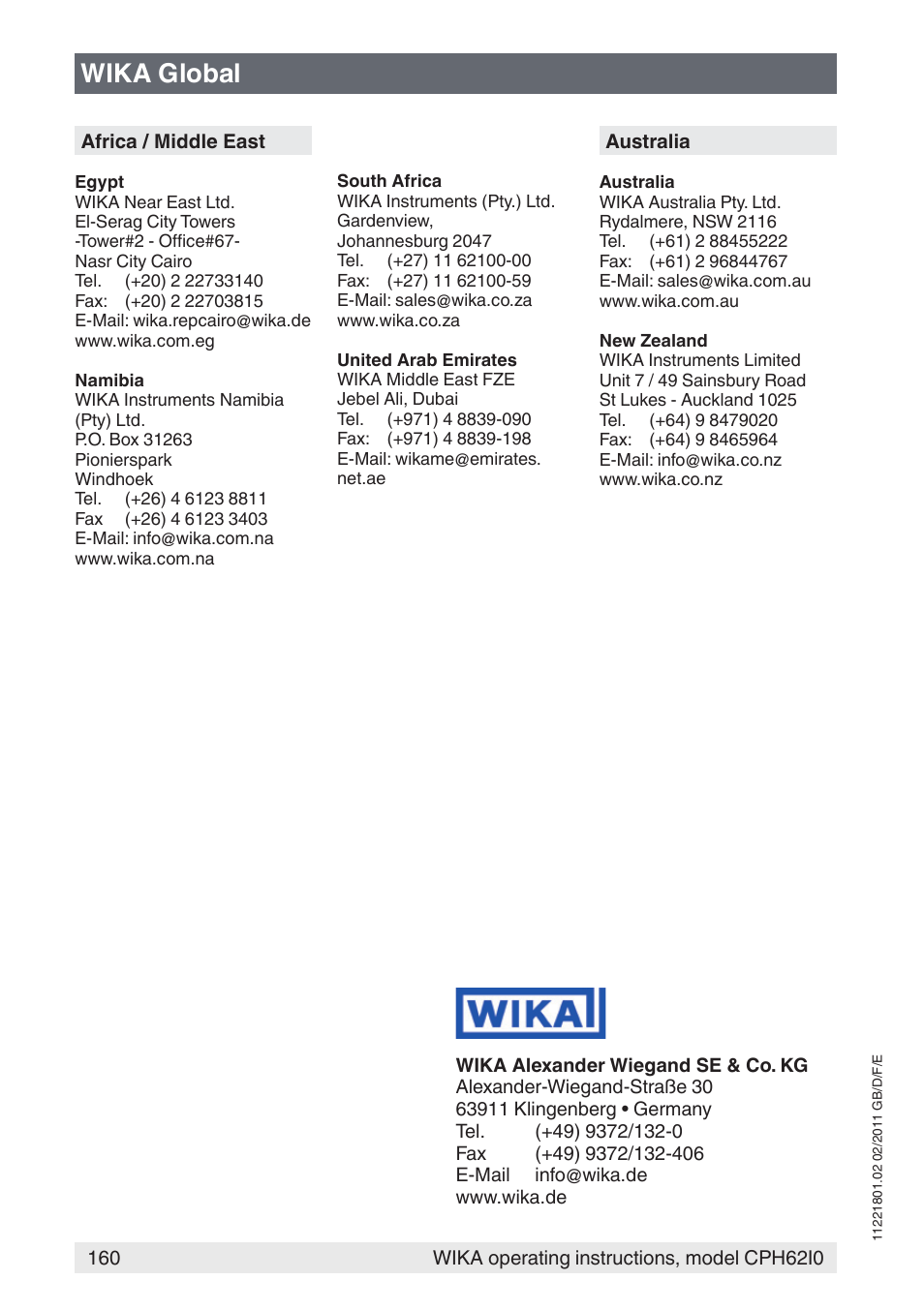 Wika global | WIKA CPH62I0 User Manual | Page 160 / 160