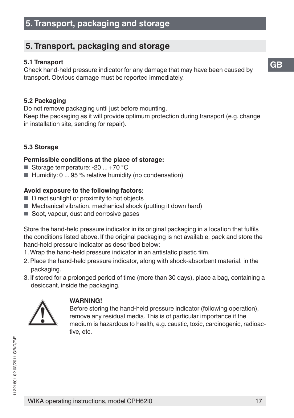 WIKA CPH62I0 User Manual | Page 17 / 160