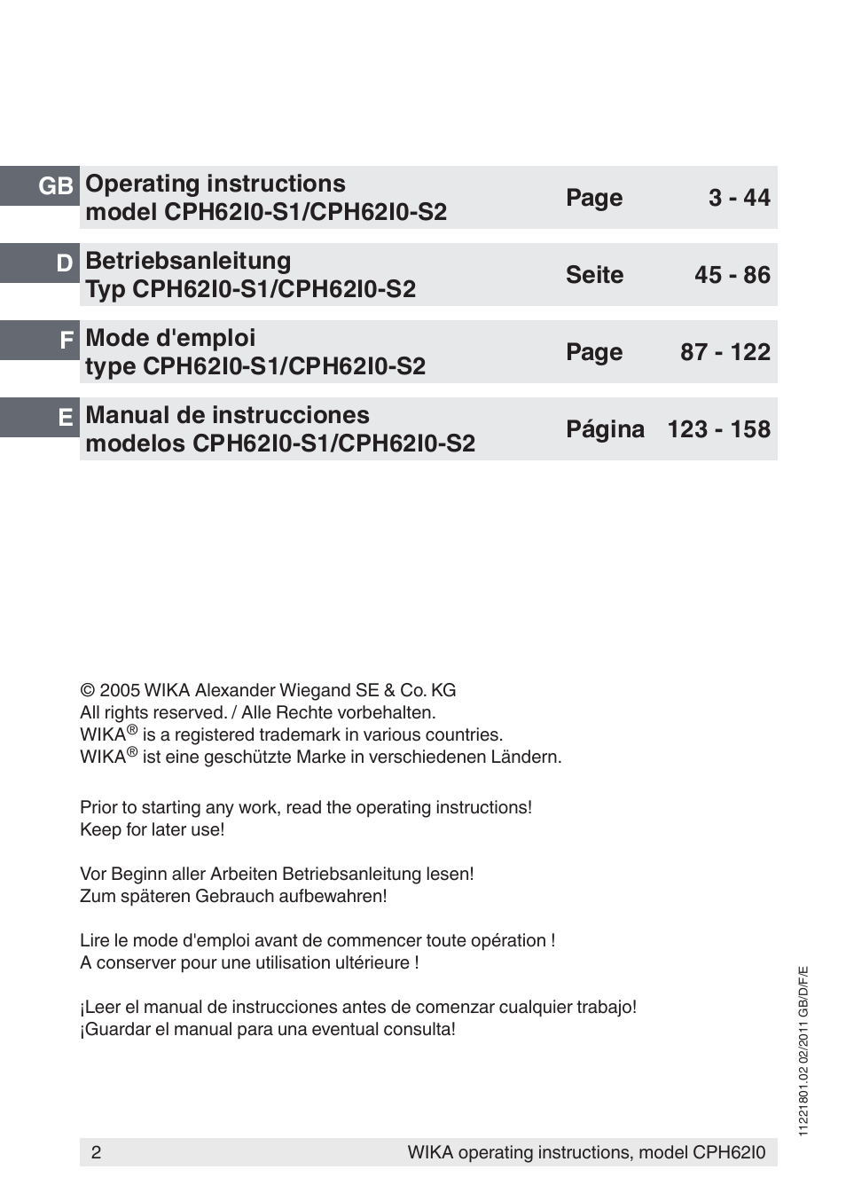 WIKA CPH62I0 User Manual | Page 2 / 160