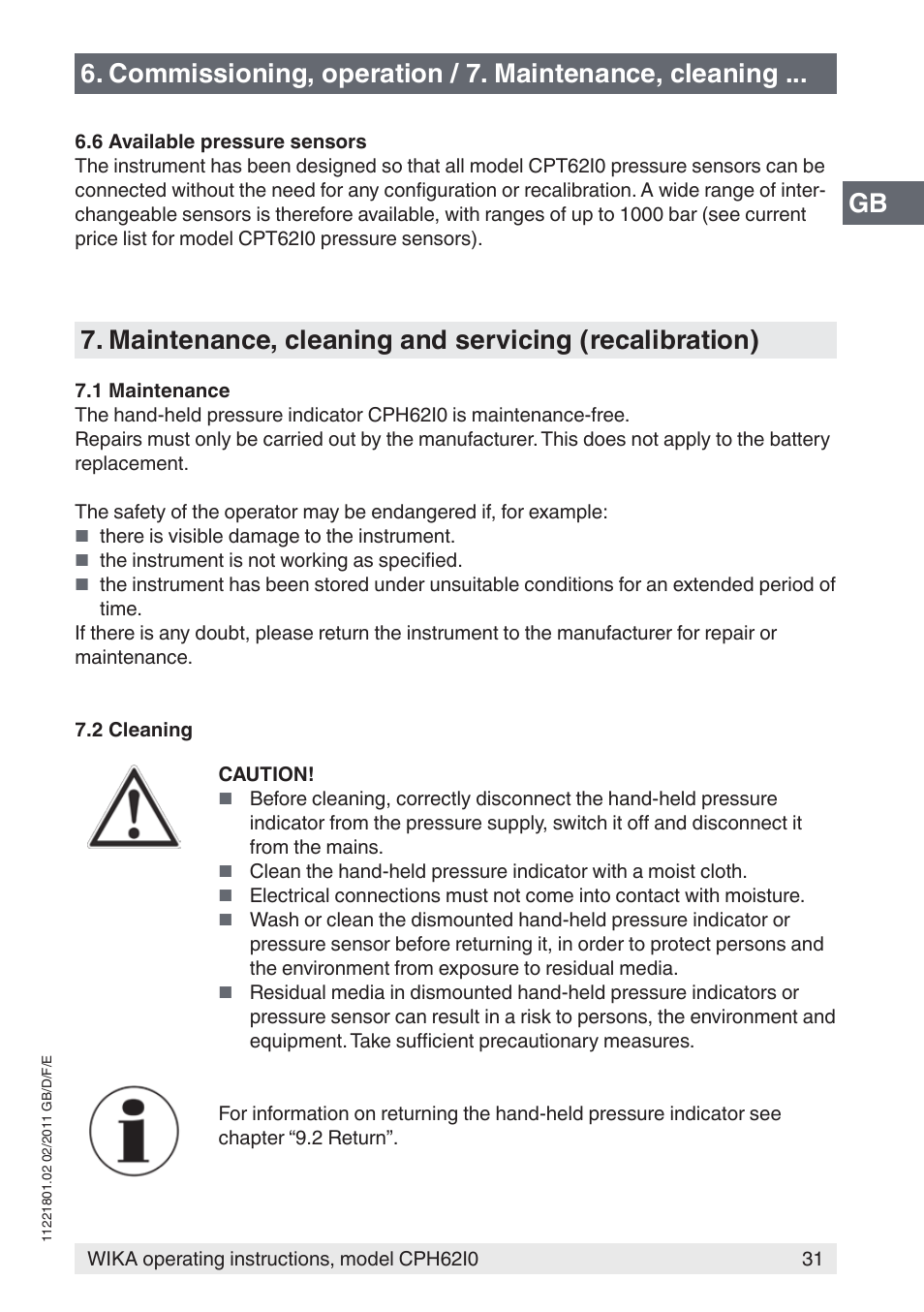 WIKA CPH62I0 User Manual | Page 31 / 160
