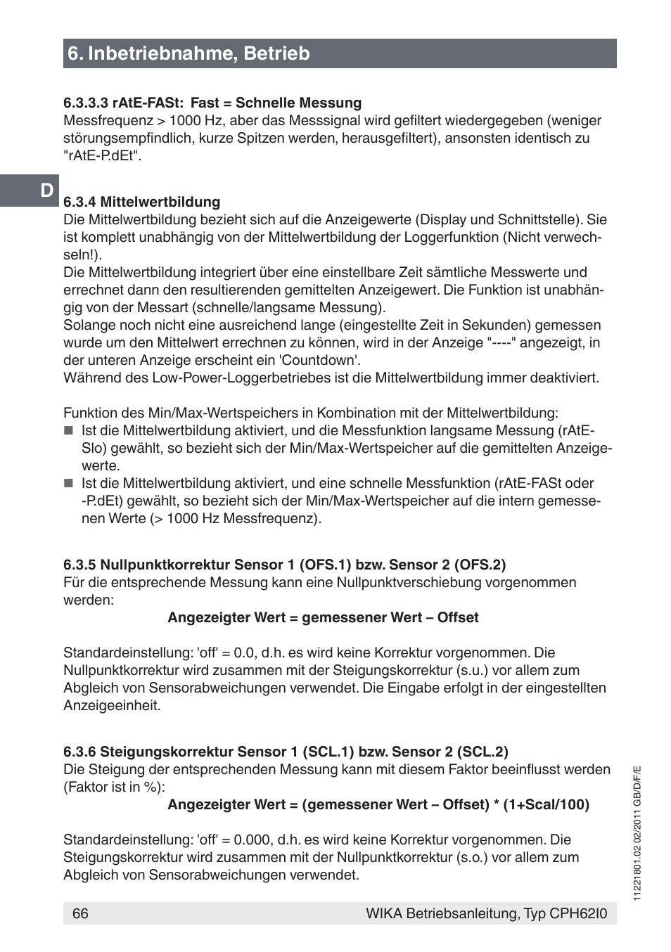 Inbetriebnahme, betrieb | WIKA CPH62I0 User Manual | Page 66 / 160
