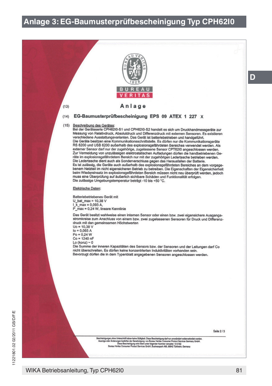 WIKA CPH62I0 User Manual | Page 81 / 160