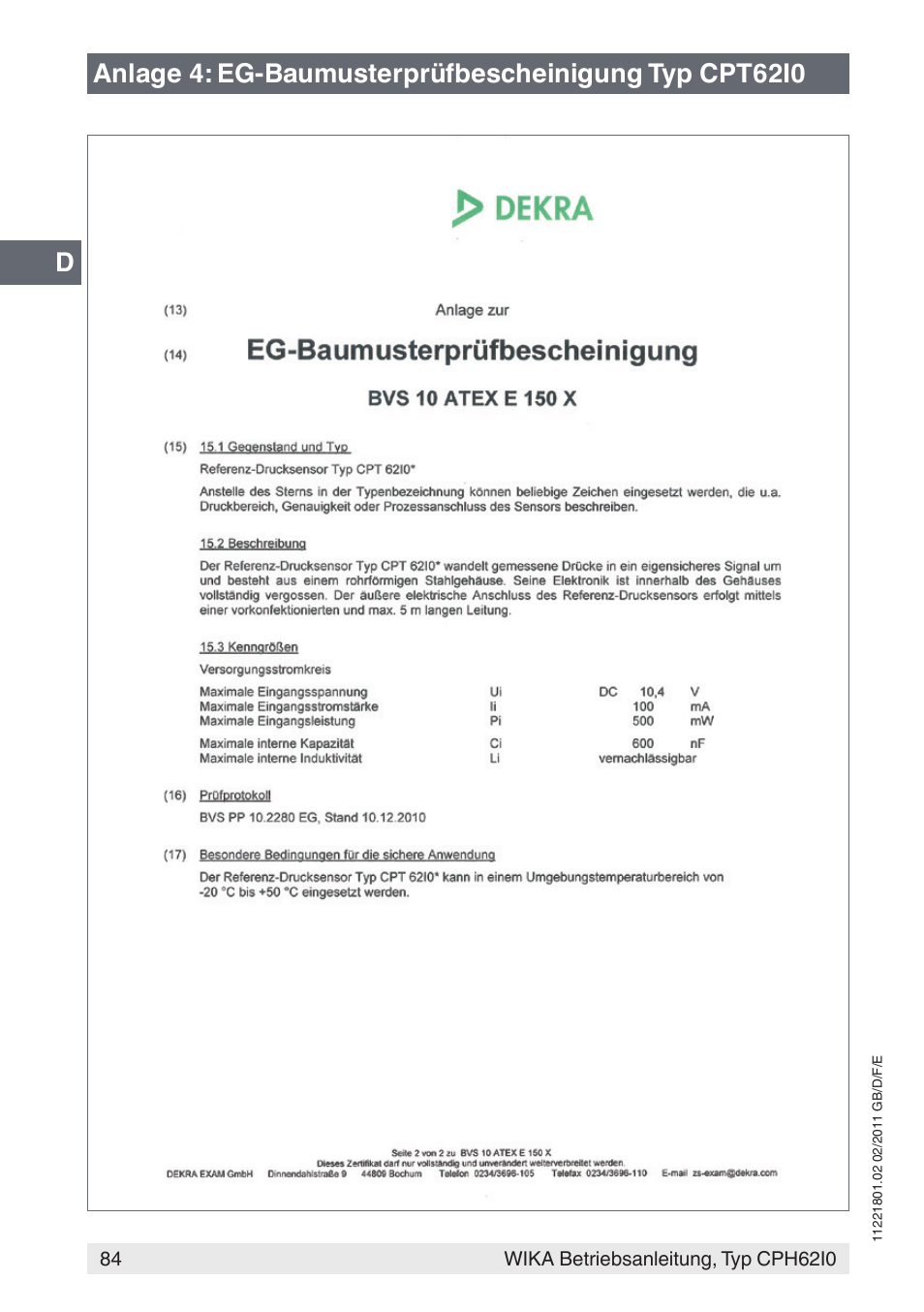 WIKA CPH62I0 User Manual | Page 84 / 160