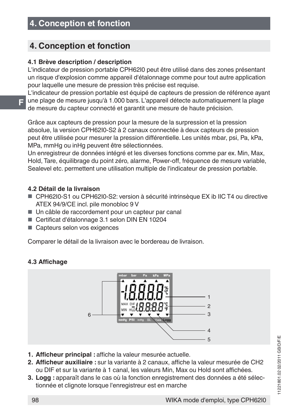 Conception et fonction | WIKA CPH62I0 User Manual | Page 98 / 160