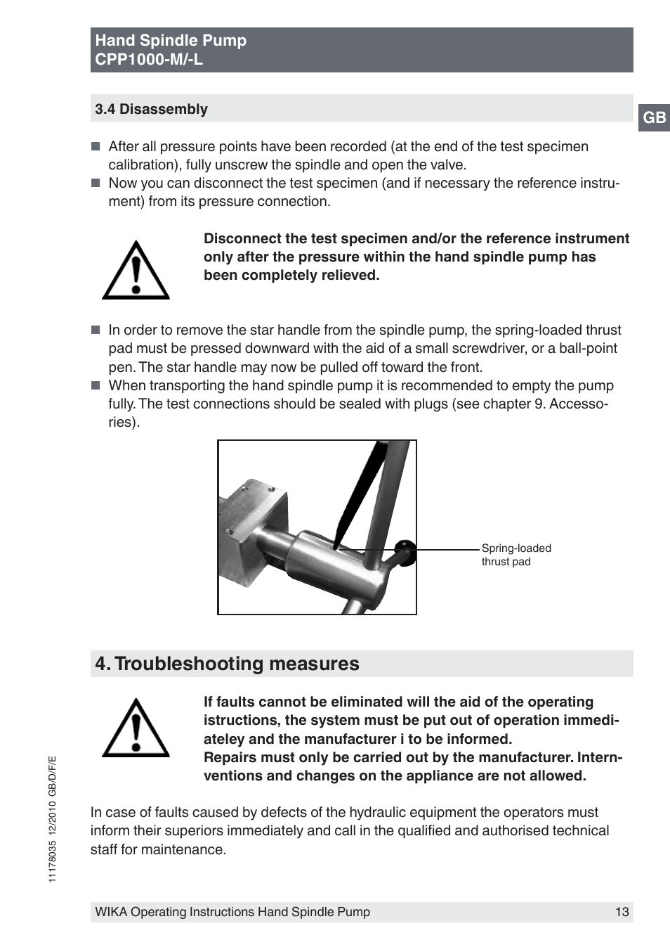 Troubleshooting measures | WIKA CPP1600-X User Manual | Page 13 / 84