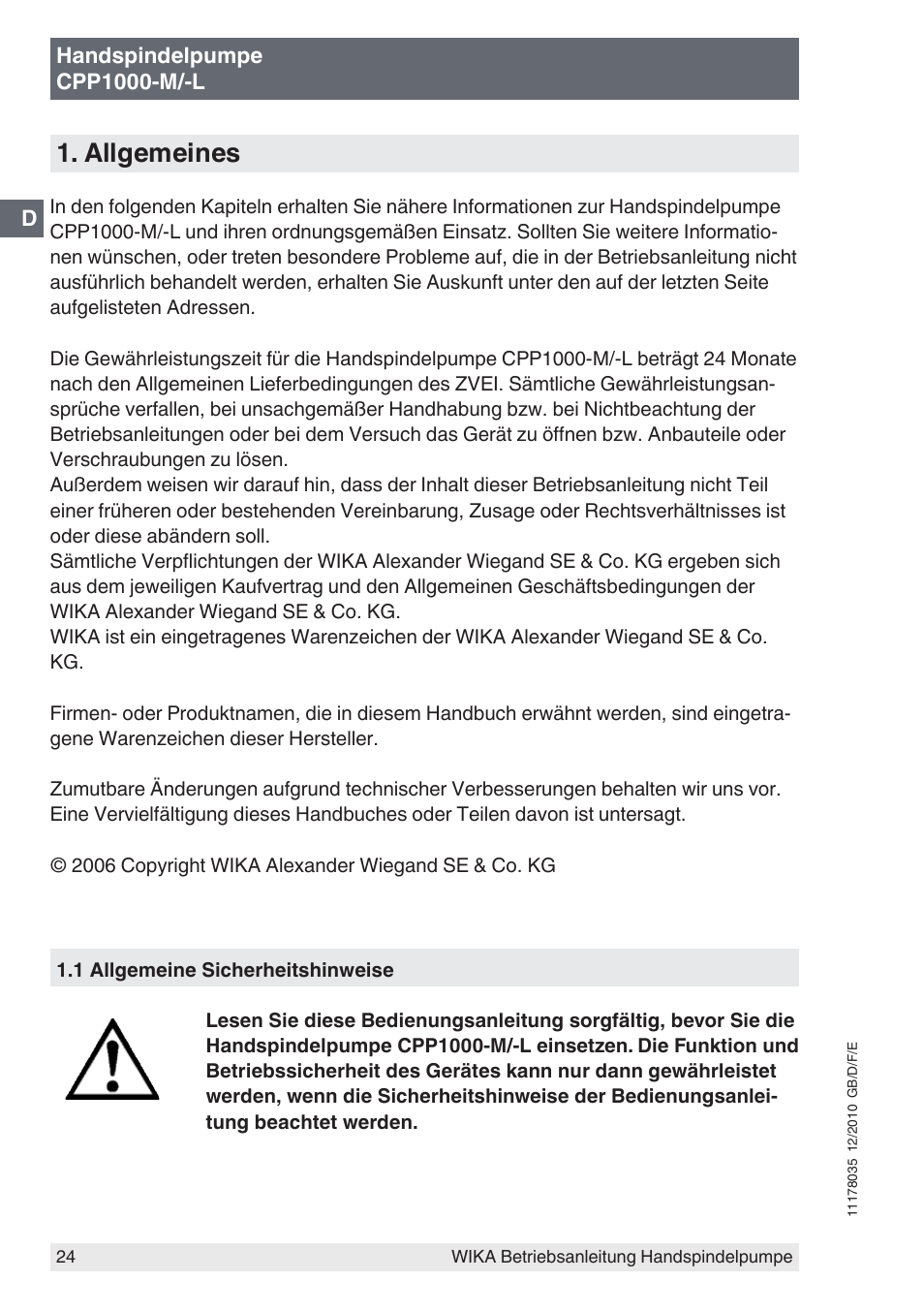 Allgemeines | WIKA CPP1600-X User Manual | Page 24 / 84