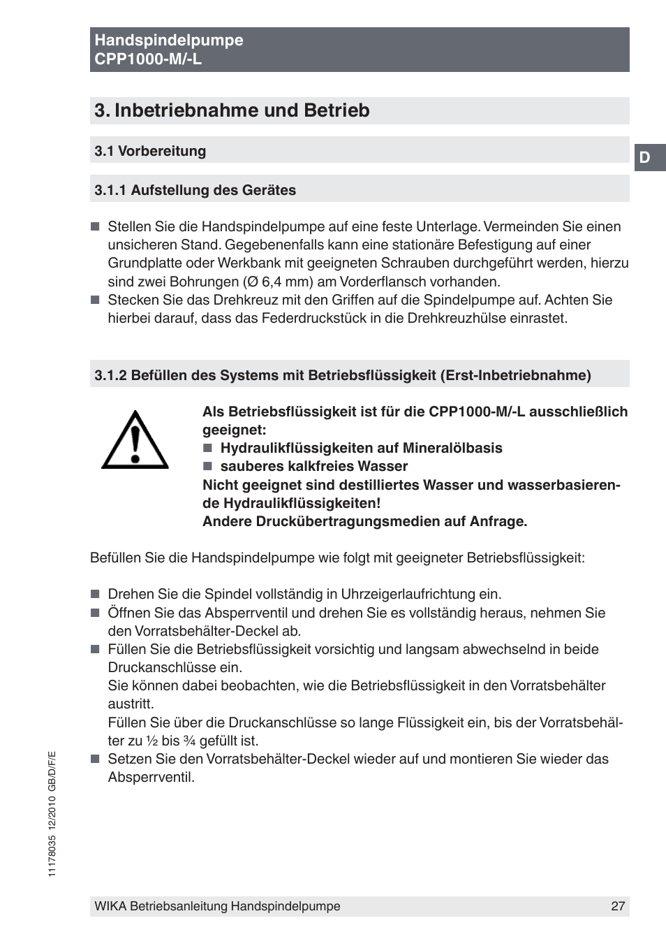 Inbetriebnahme und betrieb | WIKA CPP1600-X User Manual | Page 27 / 84