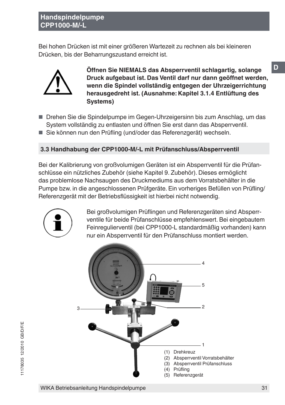 Handspindelpumpe cpp1000-m/-l | WIKA CPP1600-X User Manual | Page 31 / 84