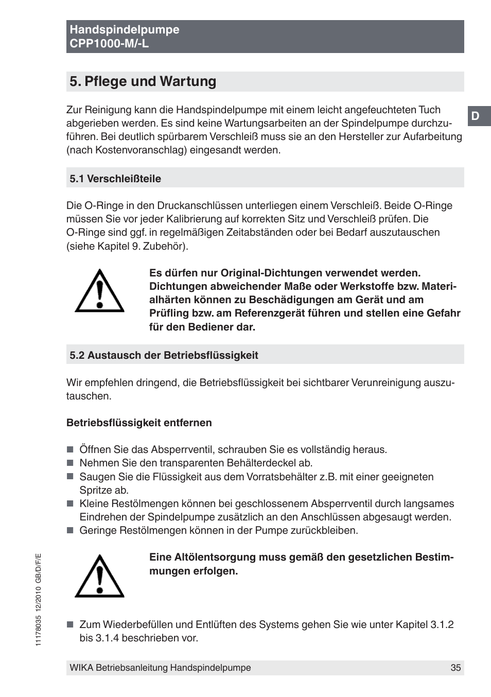 Pflege und wartung | WIKA CPP1600-X User Manual | Page 35 / 84