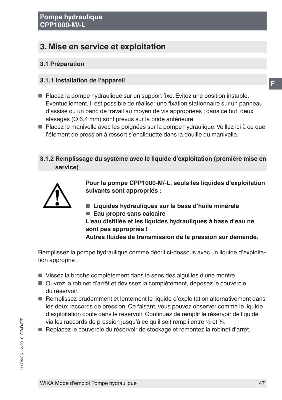 Mise en service et exploitation | WIKA CPP1600-X User Manual | Page 47 / 84