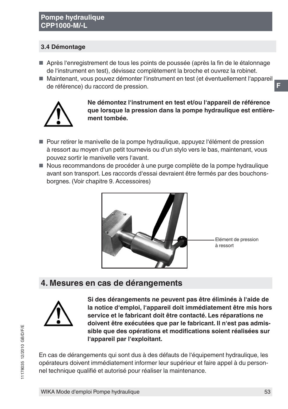 Mesures en cas de dérangements | WIKA CPP1600-X User Manual | Page 53 / 84