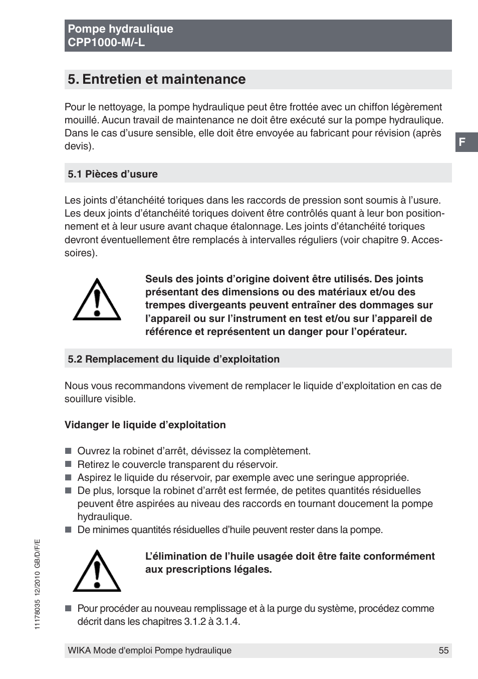 Entretien et maintenance | WIKA CPP1600-X User Manual | Page 55 / 84
