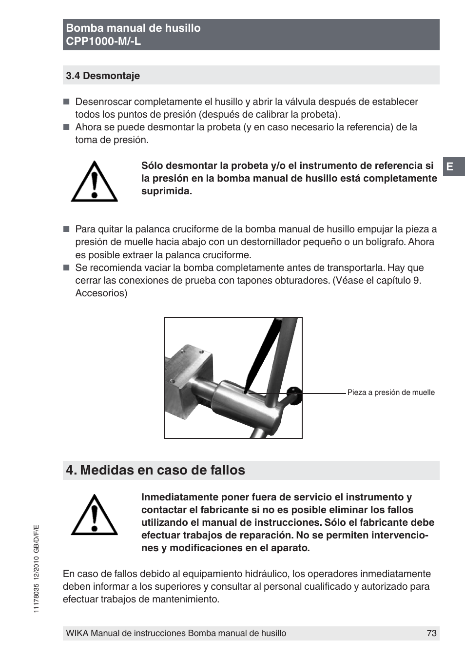 Medidas en caso de fallos | WIKA CPP1600-X User Manual | Page 73 / 84