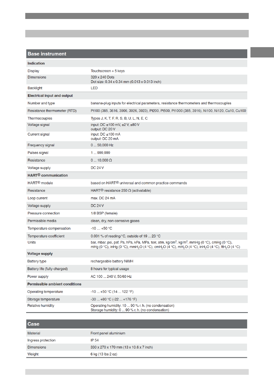 Specifications, Gb 3 specifications | WIKA Pascal 100 User Manual | Page 11 / 93