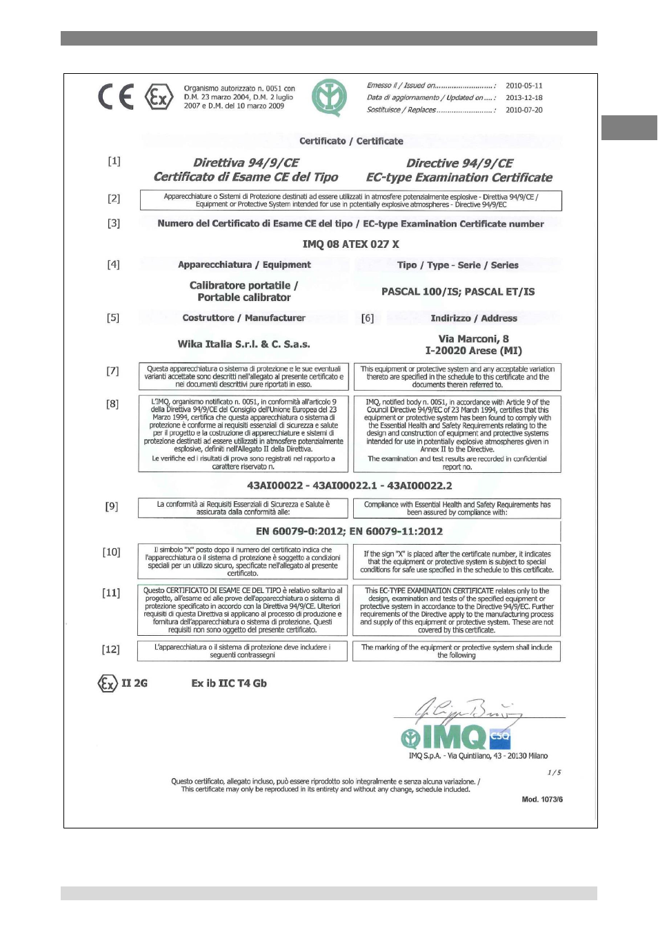 Appendix 1: atex approval of pascal et/is | WIKA Pascal ET User Manual | Page 83 / 88