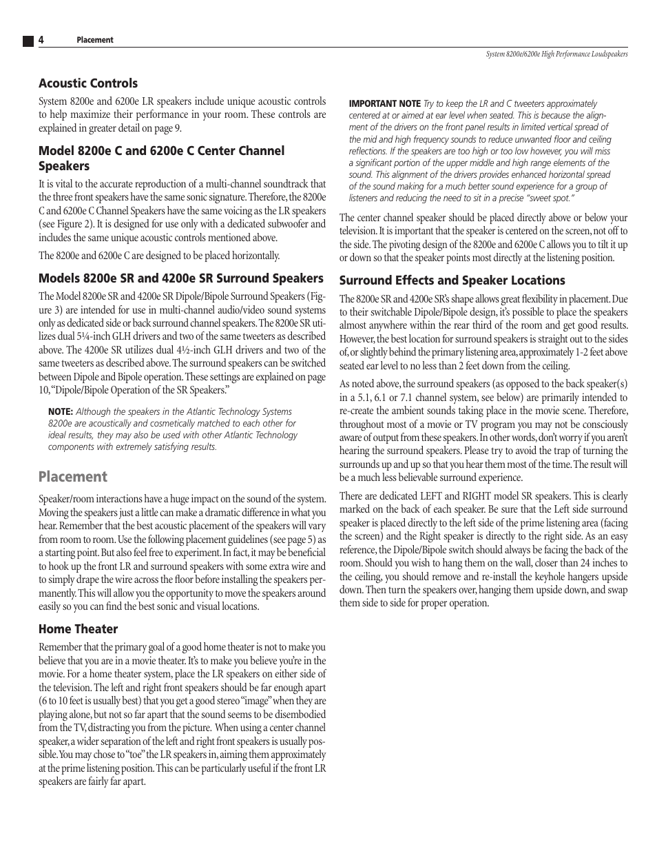 Placement | Atlantic Technology 8200E User Manual | Page 4 / 12