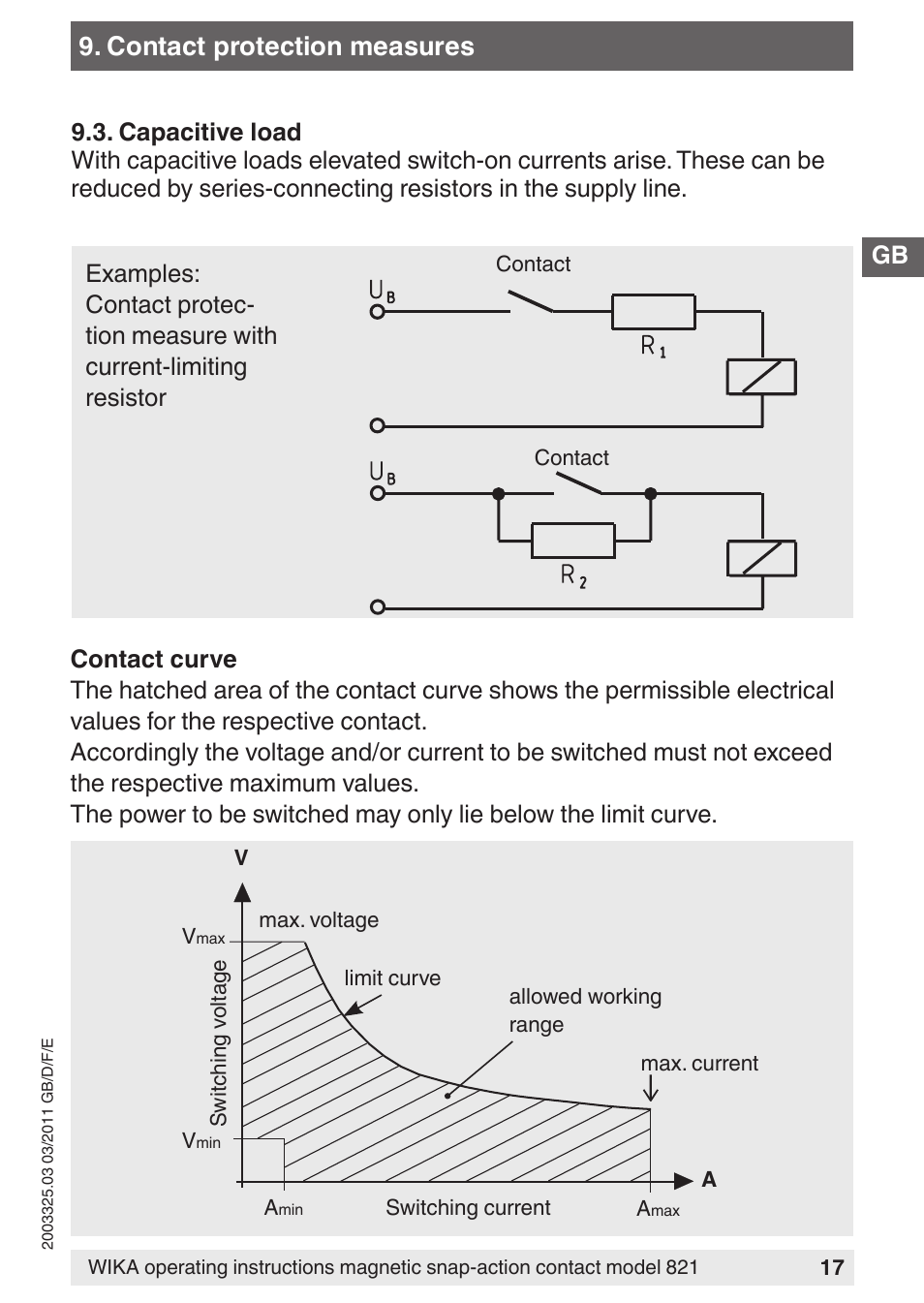 Contact protection measures | WIKA 851 User Manual | Page 17 / 68