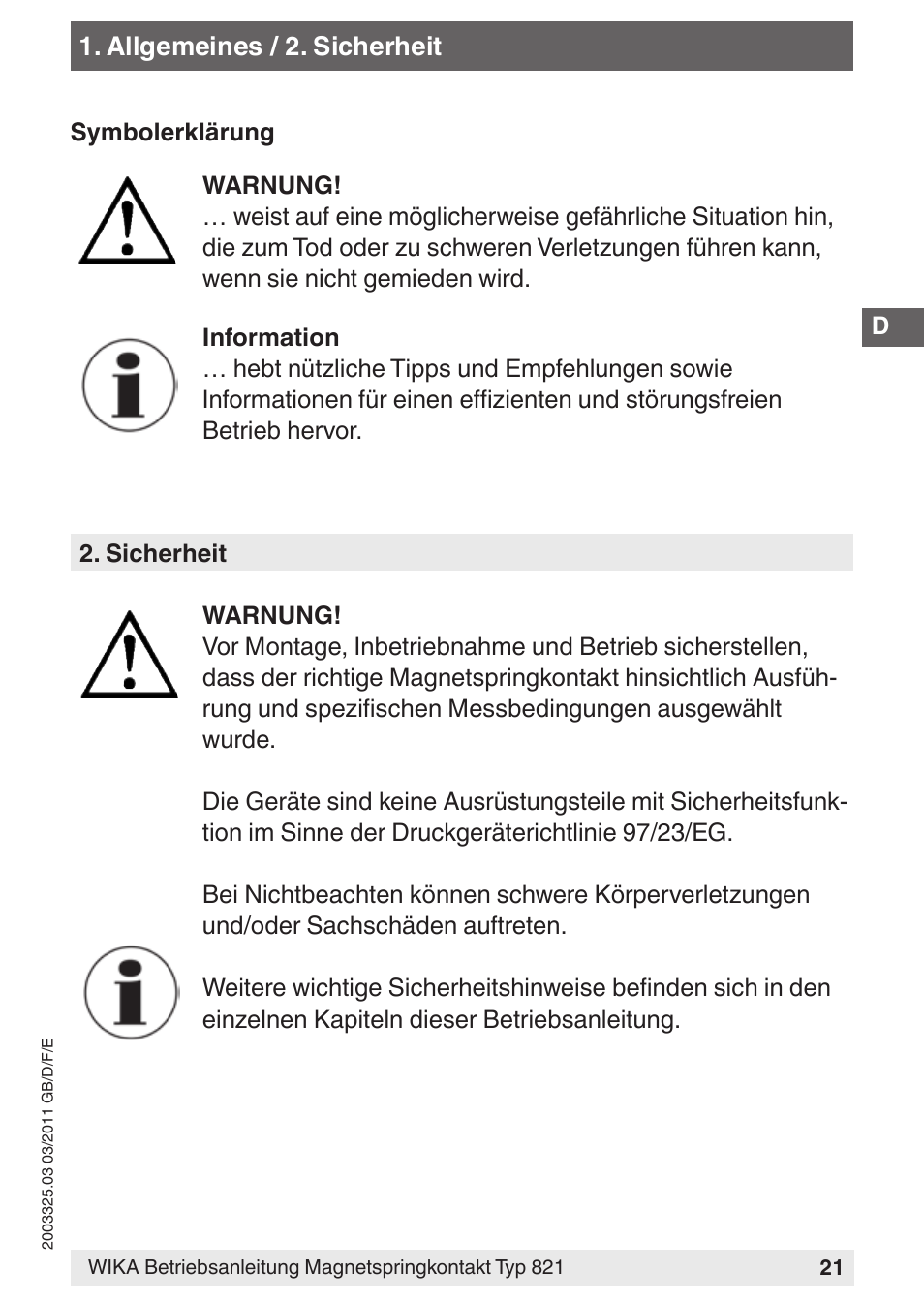 WIKA 851 User Manual | Page 21 / 68