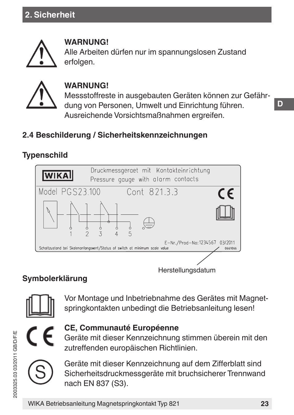 WIKA 851 User Manual | Page 23 / 68