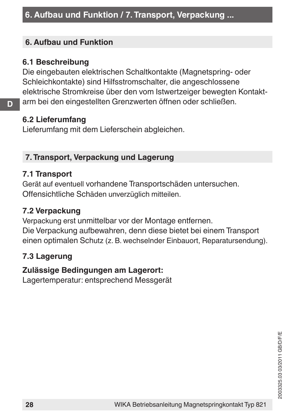 WIKA 851 User Manual | Page 28 / 68