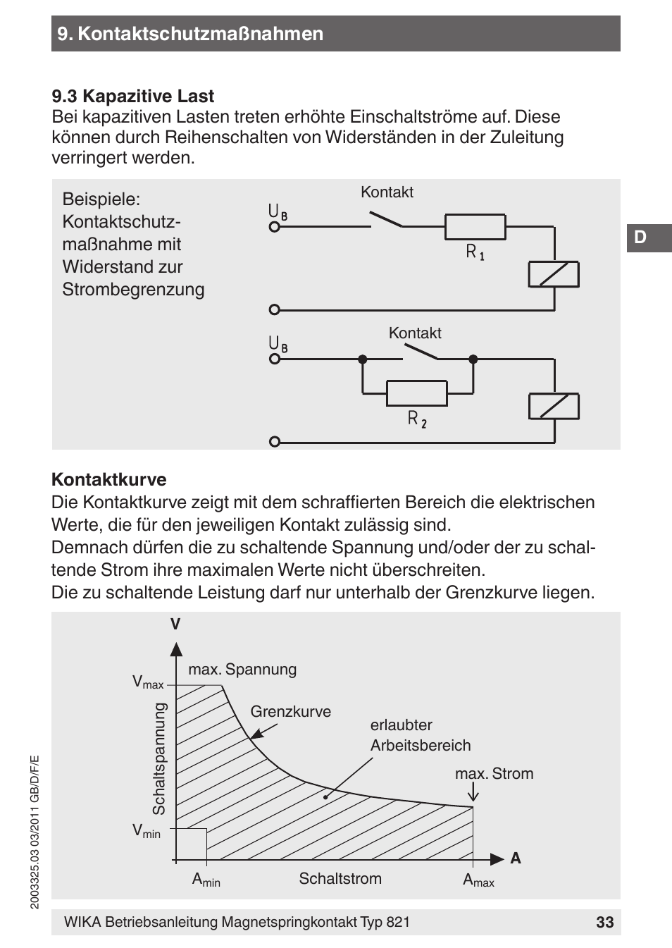 Kontaktschutzmaßnahmen | WIKA 851 User Manual | Page 33 / 68