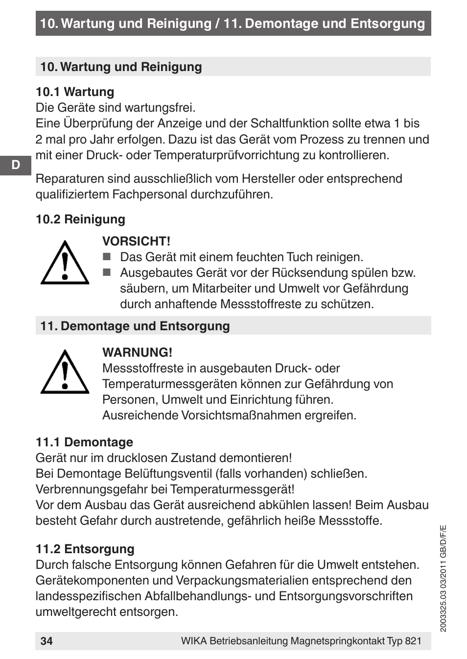 WIKA 851 User Manual | Page 34 / 68