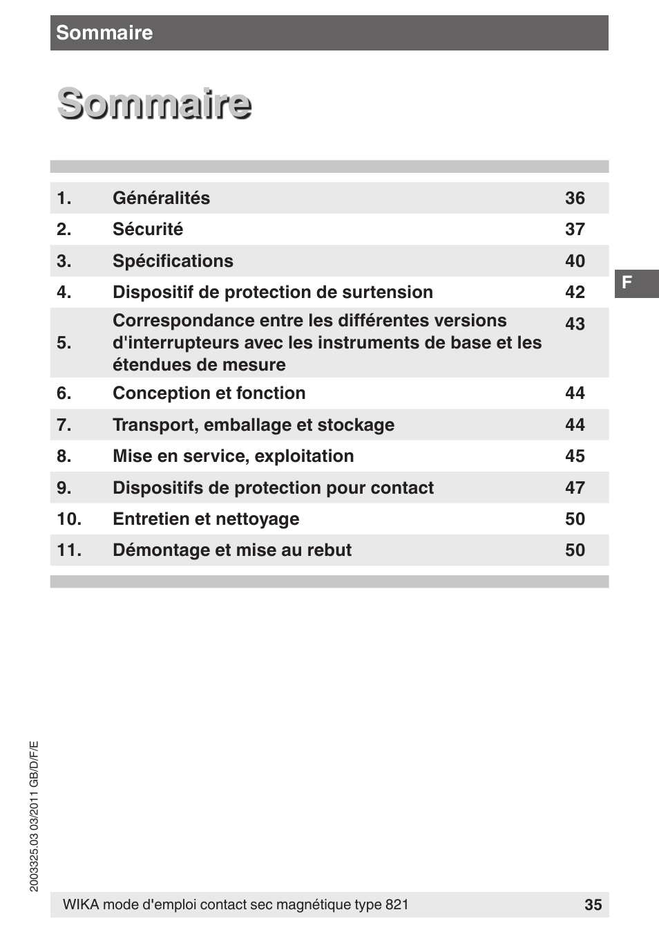 Sommaire | WIKA 851 User Manual | Page 35 / 68