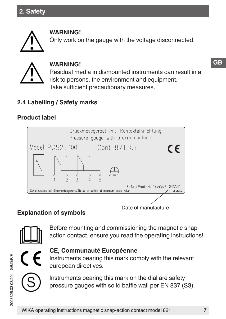 WIKA 851 User Manual | Page 7 / 68