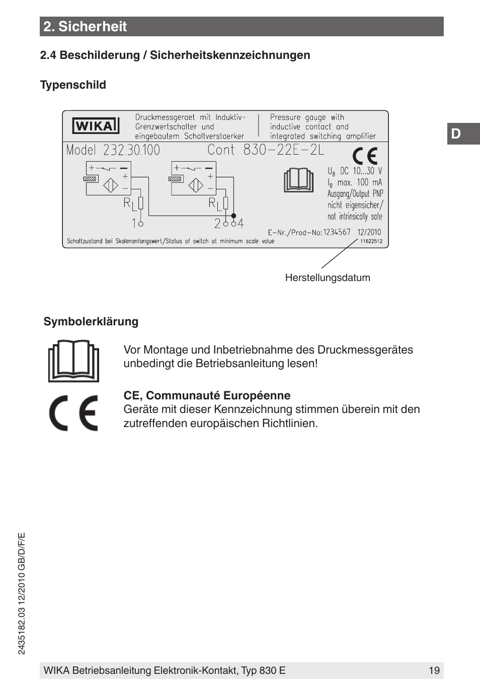 Sicherheit | WIKA 851 User Manual | Page 19 / 52