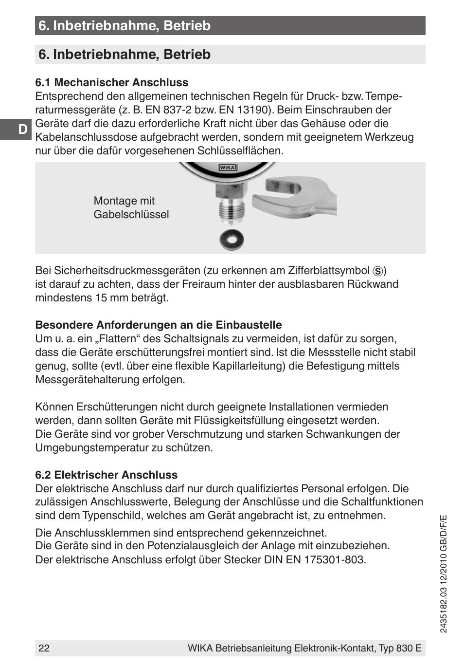 Inbetriebnahme, betrieb | WIKA 851 User Manual | Page 22 / 52