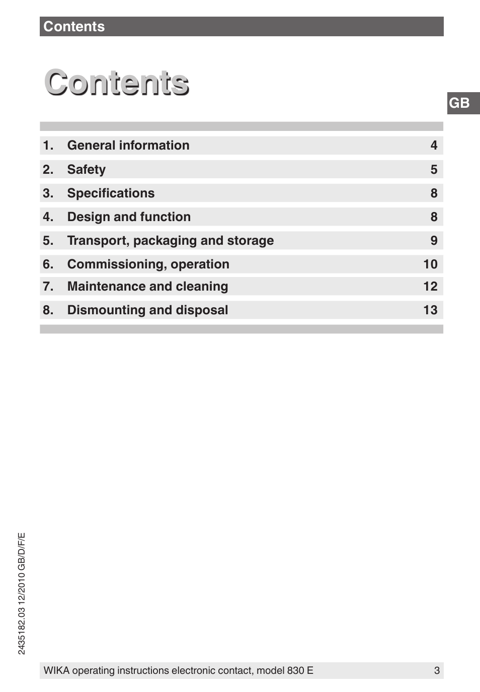 WIKA 851 User Manual | Page 3 / 52