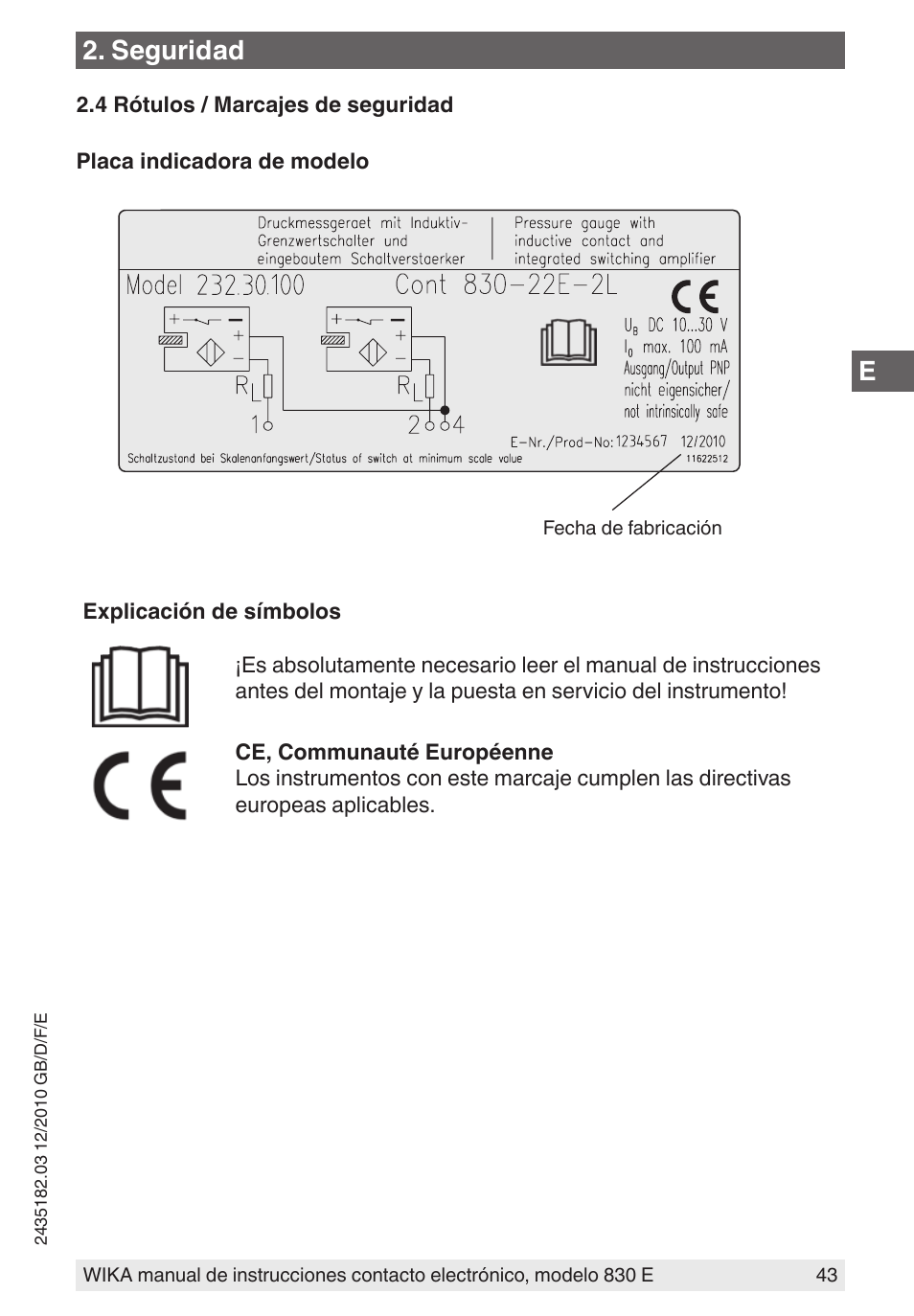 Seguridad | WIKA 851 User Manual | Page 43 / 52