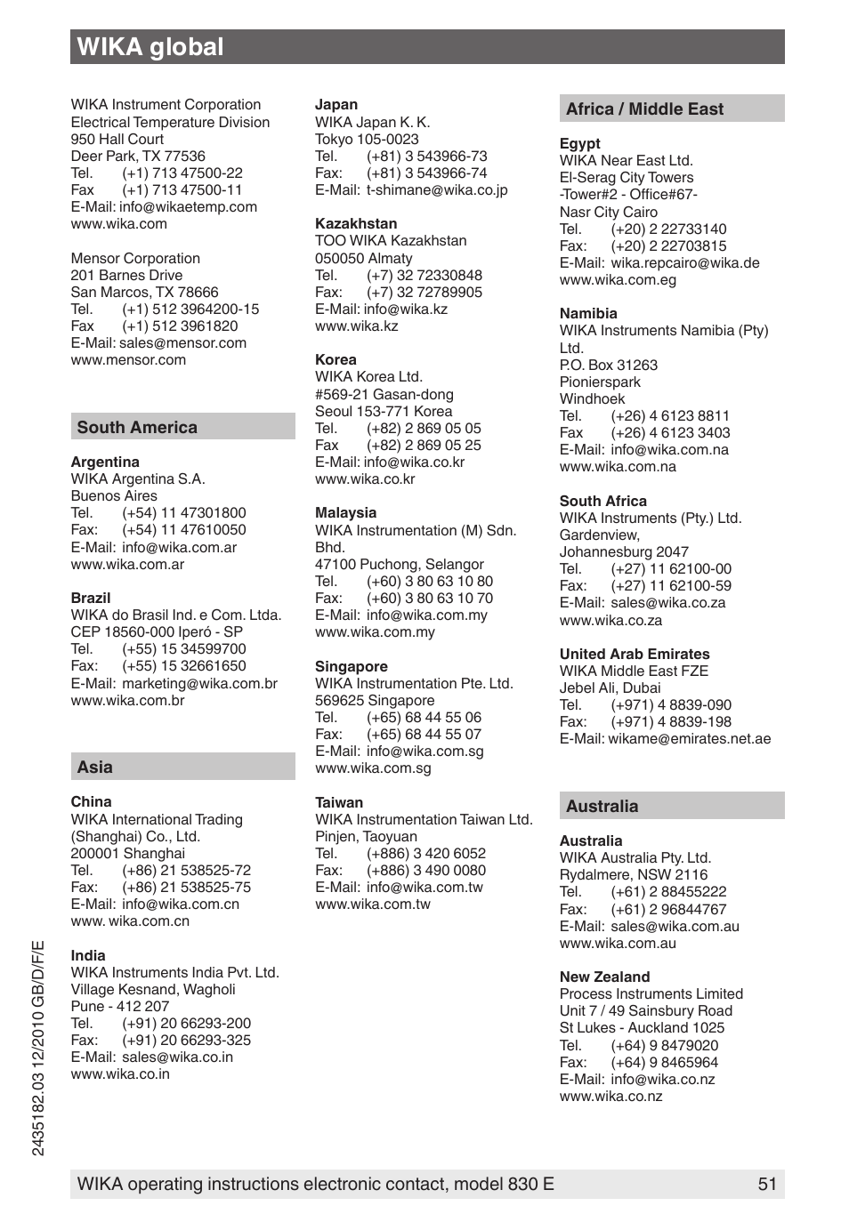 Wika global | WIKA 851 User Manual | Page 51 / 52