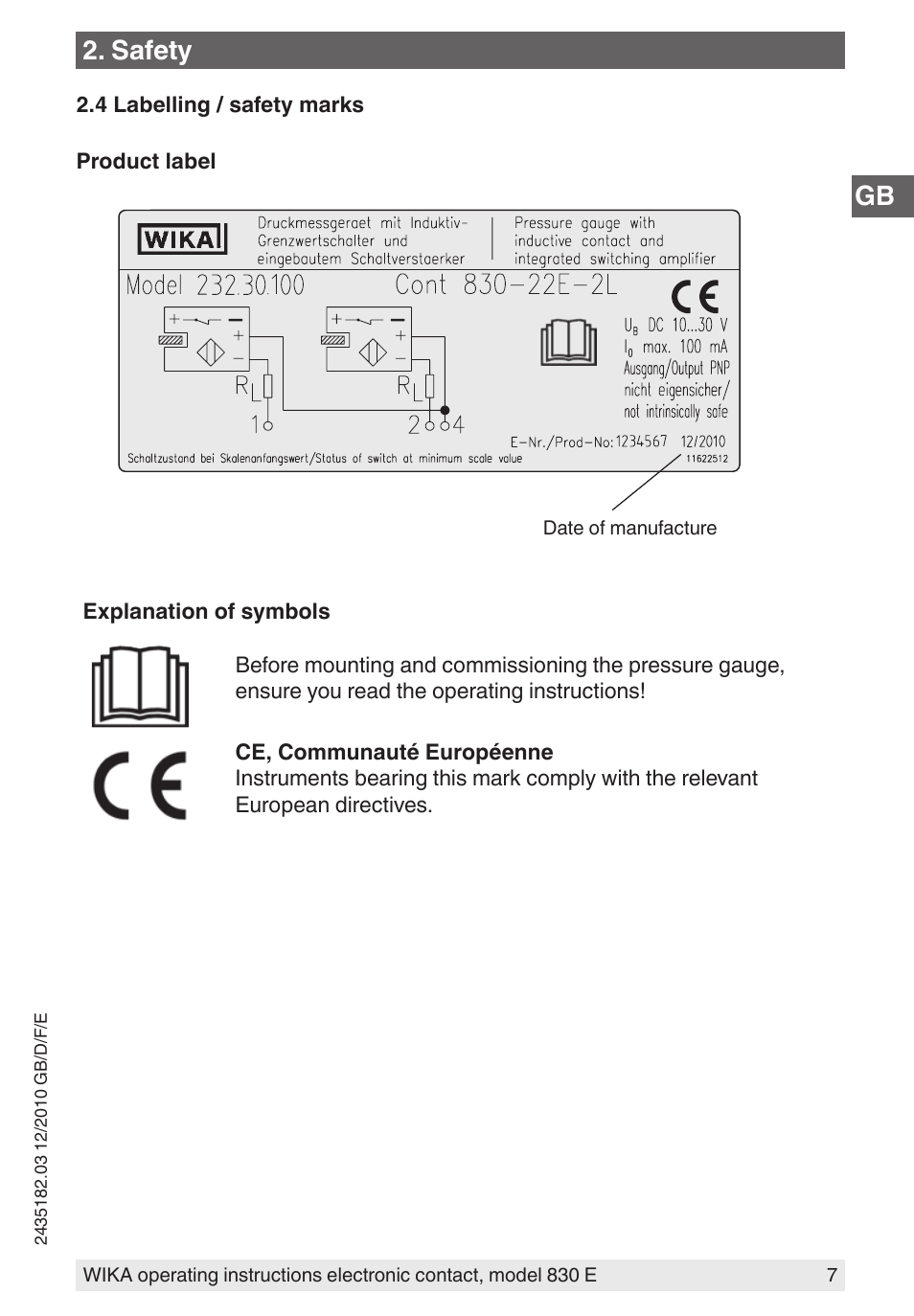 Safety | WIKA 851 User Manual | Page 7 / 52