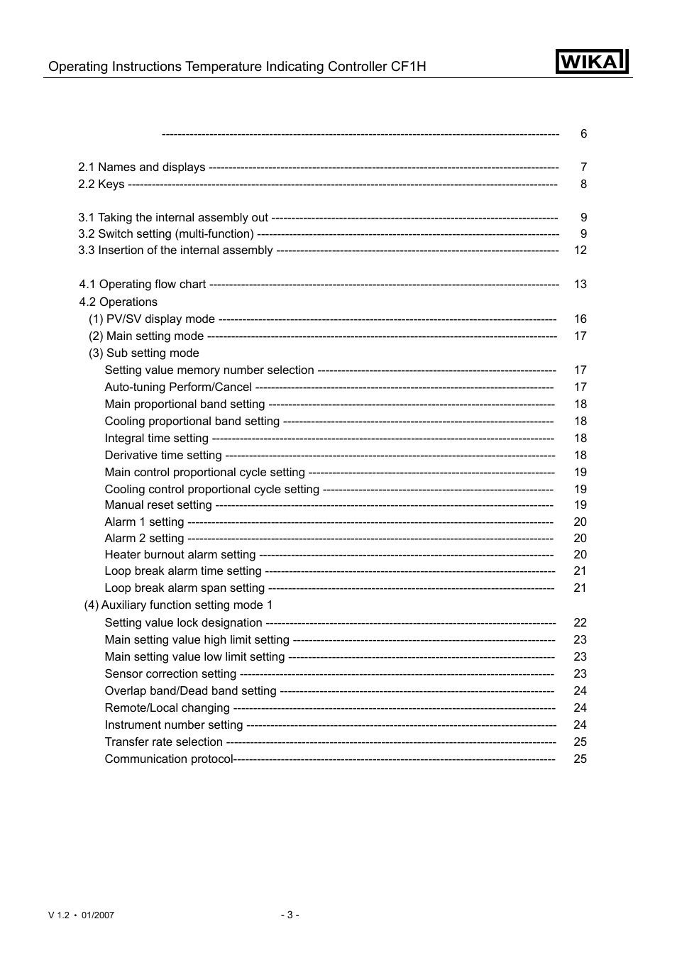 WIKA CF1H User Manual | Page 3 / 75