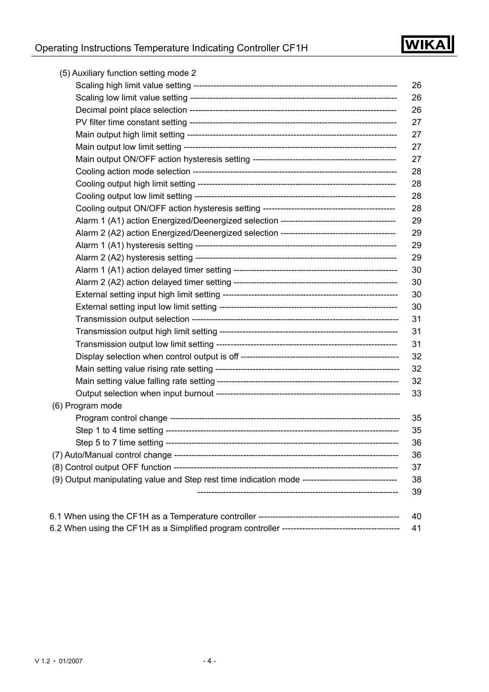 WIKA CF1H User Manual | Page 4 / 75