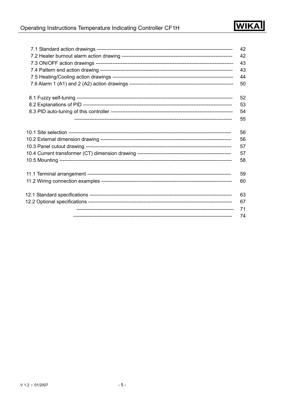 WIKA CF1H User Manual | Page 5 / 75