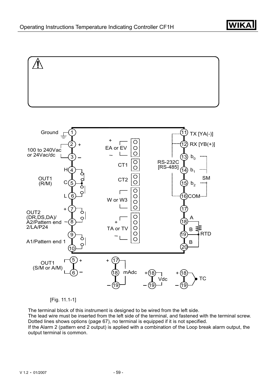 Warning | WIKA CF1H User Manual | Page 59 / 75